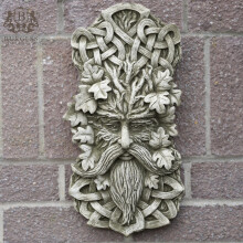 Celtic Greenman Stone Plaque | Garden Outdoor Home Statue Decoration Ornament