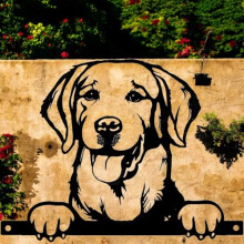 Epsom Door Handle Metal Labrador Retriever Peeking Dog Silhouette ? 28cm x 32cm | Decorative Metal Labrador Art for Home & Garden D?cor