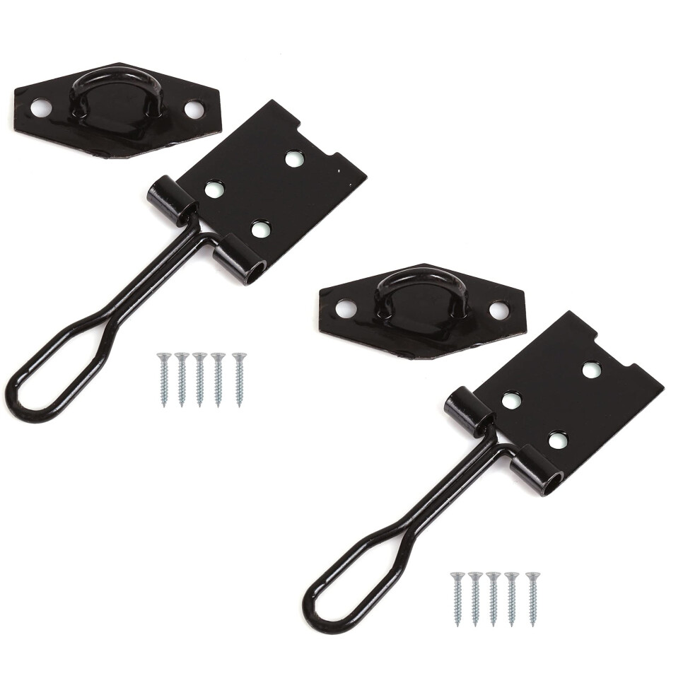Terf Wire Hasp And Staple Set Black 75Mm [ 3 Inch ] Including Fixing Screw For Use With Outdoor House Cabinet Cupboard Cage Door And Multi Purpose 5059655005286