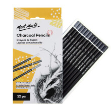 MONT MARTE Charcoal Pencil Set ? 12 pcs - Charcoal Pencils for Art - Drawing Pens, Artist Pens - Ideal for impressive drawings