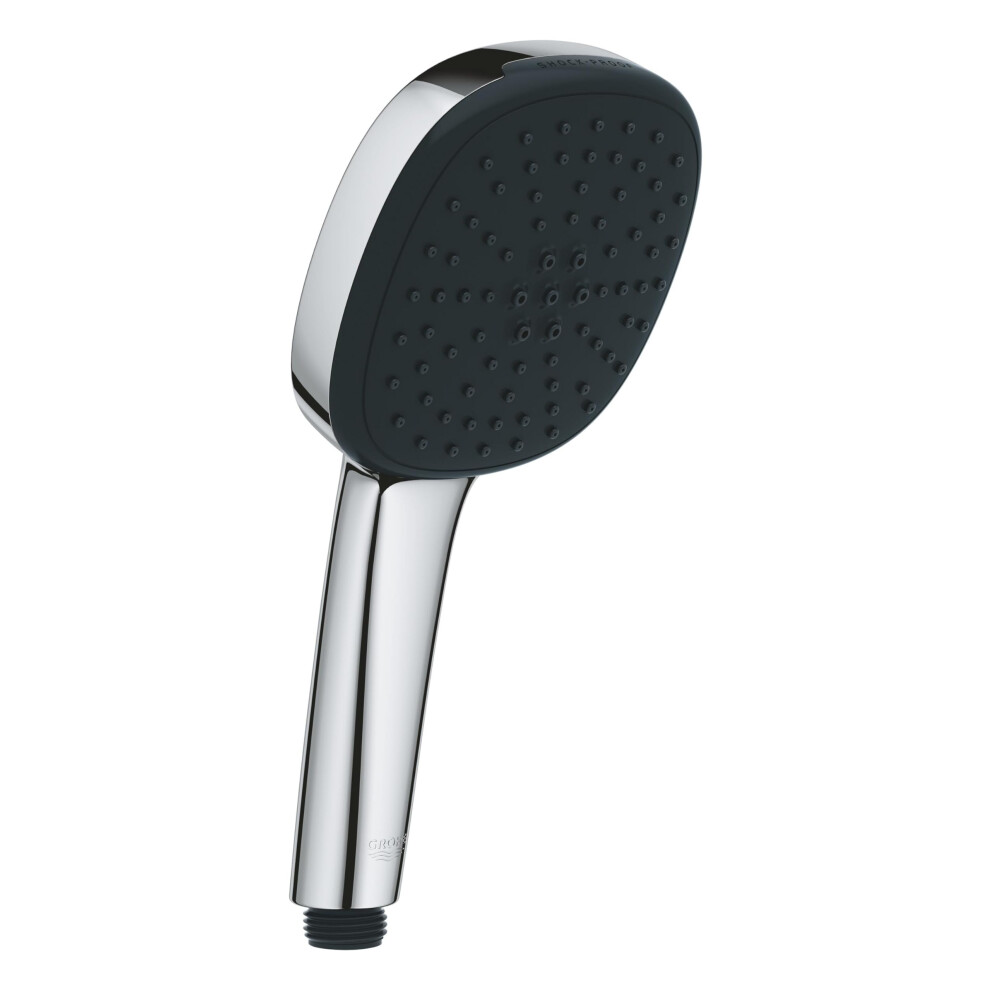 Vitalio Comfort 110 - Hand Shower for High Pressure (Square 11 cm Shower Head, 2 Sprays: Rain and Jet, Anti-Limescale System, Silicone Ring, Universal
