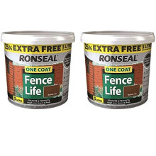 Ronseal 5L One Coat Fence Life Fence Paint Bundle Deal 2 for 49.99-2 x 5L tubs = 10L - Medium Oak