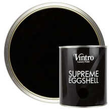 Vintro Paint | Satin Furniture Paint | Black | Wood | Trim | Metal | Eggshell Finish | 1 Litre (Victorian Black)