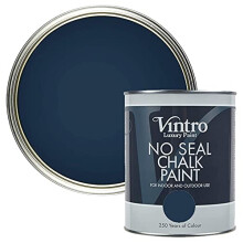 Vintro | No Seal Chalk Paint | Nightfall | Blacky/Blue | Interior & Exterior Use | Furniture | Walls | Wood | Metal | 1 Litre (Nightfall -