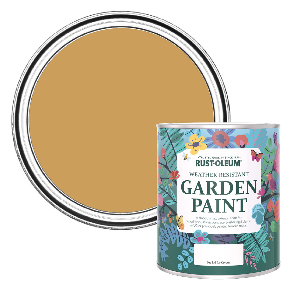 Rust-Oleum 750Ml Watercolour Garden Paint - Dijon, Yellow Mould Resistant, Matte Finish, Exterior, Adults 5013296205375
