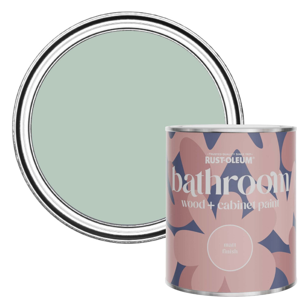Rust-Oleum Green Moisture Resistant Bathroom Wood And Cabinet Paint In Matt Finish - Leaplish 750Ml 5013296404365