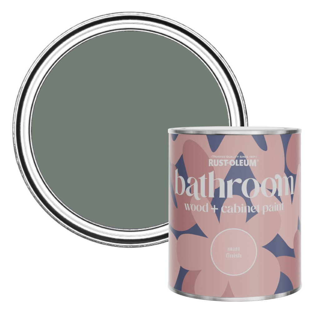 Rust-Oleum Green Moisture Resistant Bathroom Wood And Cabinet Paint In Matt Finish - Serenity 750Ml