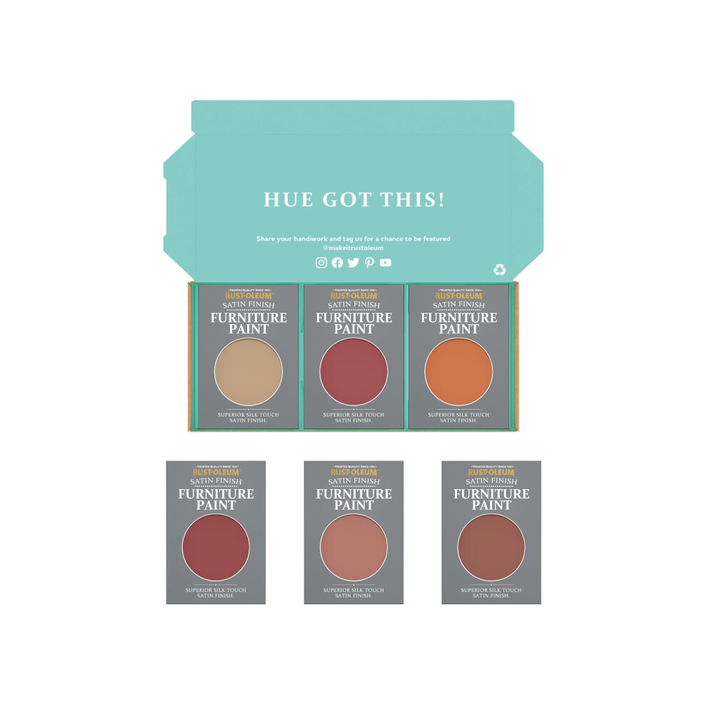 Rust-Oleum Furniture Paint In Satin Finish ? Fiery Shades Tester Box Salmon/Red
