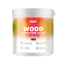 Tapel Quick-Dry 30min Matte Wood Paint | 1 Litre White | Child-Safe & Pet-Friendly Furniture Coating | Anti-Yellowing, Stain-Resistant Finish |