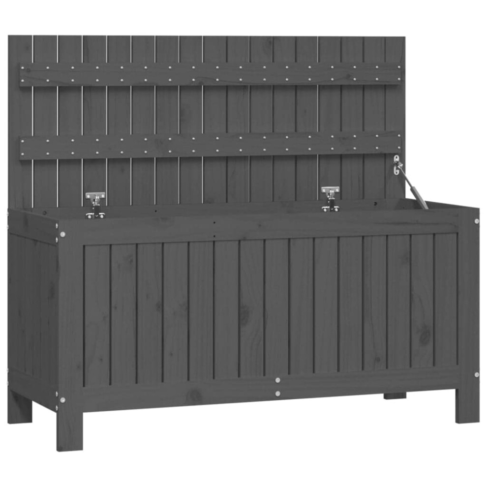 vidaXL Solid Wood Pine Garden Storage Box Wooden Outdoor Patio Storage Chest Blanket Box Tool Chest Cushion Storage Case Grey 108x42.5x54 cm