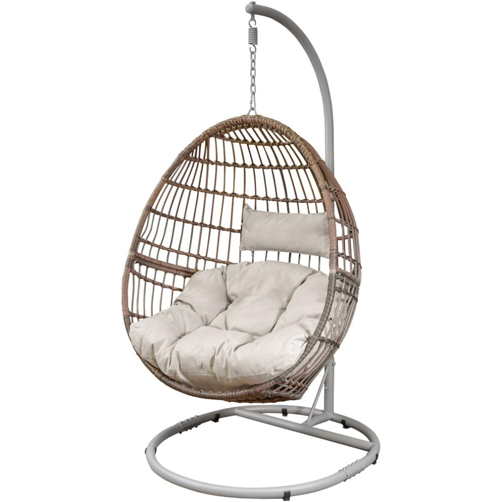 Loops Premium Single Hanging Garden Egg Chair - Wicker Rattan - Outdoor Swing Cocoon