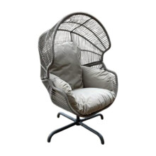 Garden Store Direct Naples Swivel Cocoon Egg Chair, Super Comfy Ideal for Gardens & Conservatory - Rope Effect Basket - Complete With Weather Cover