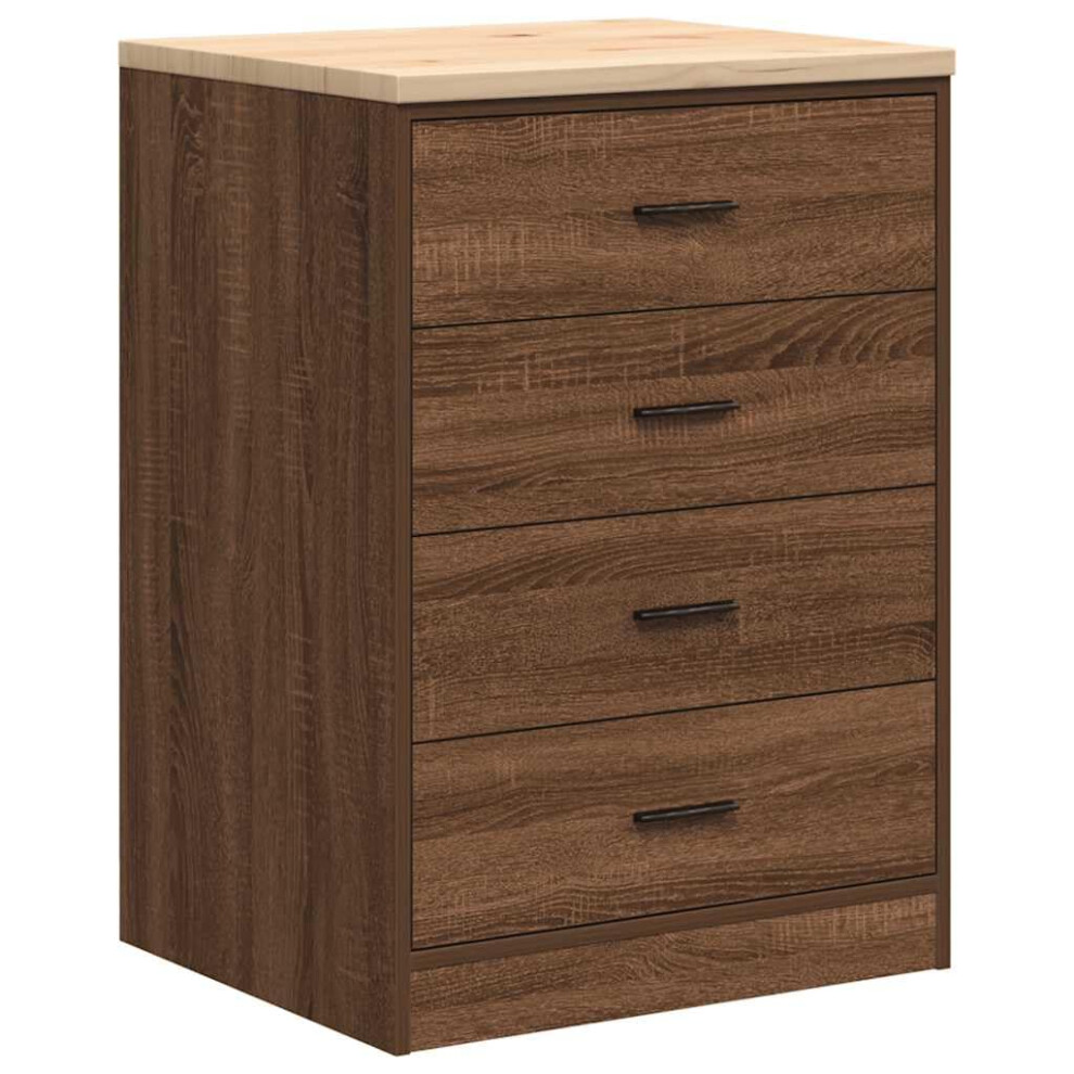 vidaXL Garage Storage Cabinet Brown Oak 60x51x85 cm - Solid Pine/Engineered Wood Tool Organizer Worktop