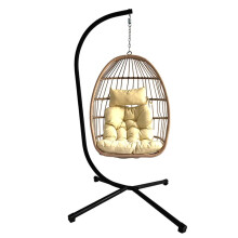 Luxury Hanging Swing Egg Chair With Thick Cushion & Pillow, Contemporary Design Great For Indoor Or Outdoor Use, Natural