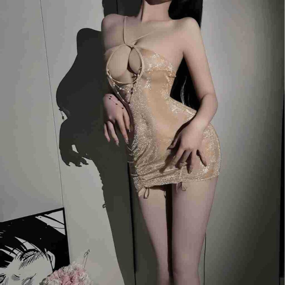Sexy Sexy Cross Suspender Perspective Mermaid Hip Wrap Nightdress Short Skirt Nightclub Uniform