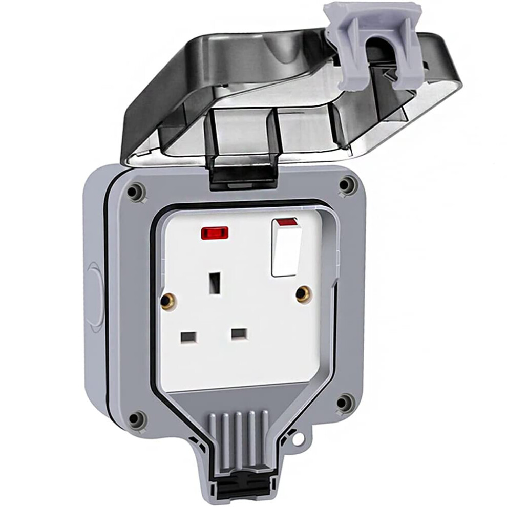 Photos - Other Electrical Equipment Single Outdoor Socket Waterproof Socket, Wall Electrical Outlets, IP66 13Amp 1 Gang Switched Socket Cover, Outdoor Weatherpr
