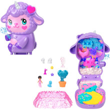 Polly Pocket Dolls & Playset Cozy Dreamland Lamb Compact Travel Toy with 1 Micro Doll Pet Unicorn Food & Fashion Styling Accessories