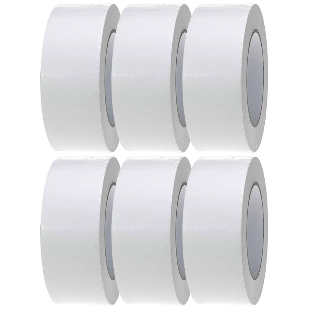 White Duct Tape | 6 Rolls Of 48Mm X 45M Gaffer Tape | Water Resistant Duct Tape | Adhesive Tape Multi-Use For Indoor/Outdoor | Strong Adhesive Tape 5060569523865