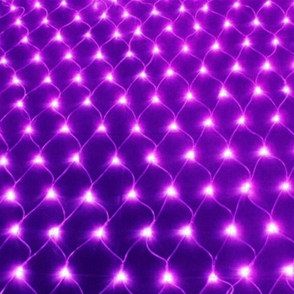 Yao96266 () Outdoor Solar String 192 Leds 3*2M Solar String With 8 Modes, Mesh String For Christmas, Garden, House, Terrace, Park Purple/Light