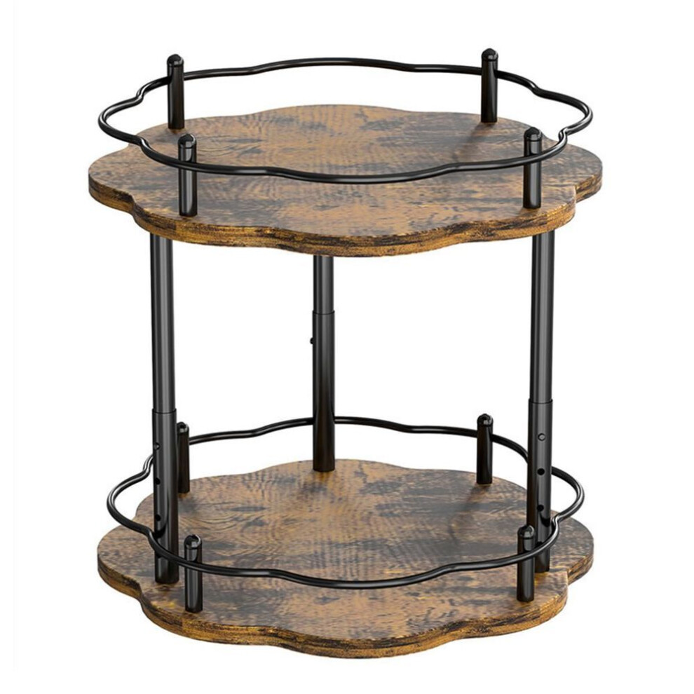 (A) Lazy Susan Organizer Spice Rack Height Adjustable Simple Installation Rotating Lazy Turntable Countertop Seasoning Storage Rack