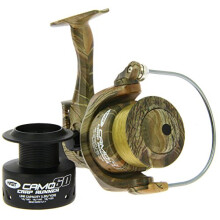 Camo 60 3BB Carp Runner Baitrunner Reel With 12lb Line + Spare Spool + Padded Reel Case