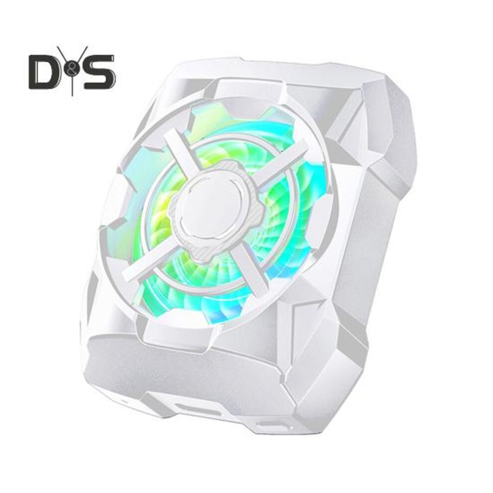 (white) Rechargeable Phone Radiator Low-noise Wireless Magnetic 3 Speeds Adjustable Gaming Phone Cooling Fan With Led Lights