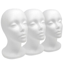 12 """" 3 PCS schuimpruikhoofd - Tall Female Foam Mannequin Pruik stand en houder voor stijlmodel en weergave Hair -hoeden en haarstukkenmasker - v