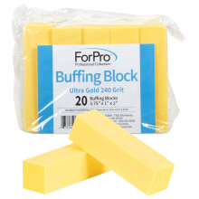Forpro Professional Collection Ultra Gold Buffing Block 240 Grit Four-Sided Manicure & Pedicure Nail Buffer 3.75 """" L X 1 """" W X 1 """" H 20-Count