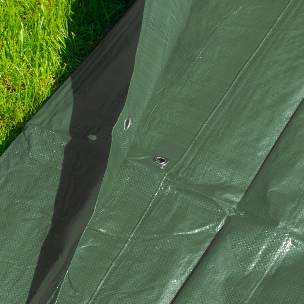 Cost Wise Durable Waterproof 4M X 4M Tarpaulin/Builders Tarp/Garden Dry Cover Camping Ground Sheet/Cover Up In Laurel (13Ft X 13Ft) Green