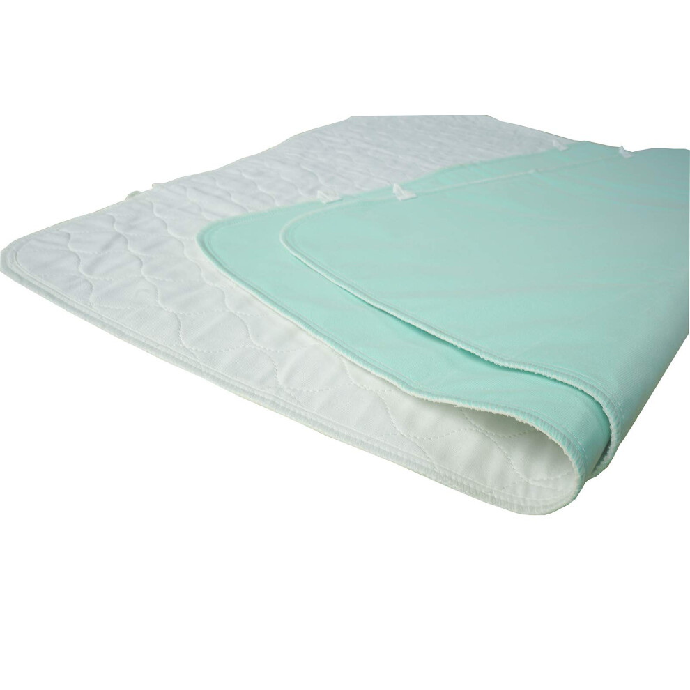 Careboree Pack Of 2 Quilted Cotton Top Underpad 34""X52"" Reusable Incontinence Bed Pads Washable Durable Waterproof Extra Absorbent Draw Sheet For Ma
