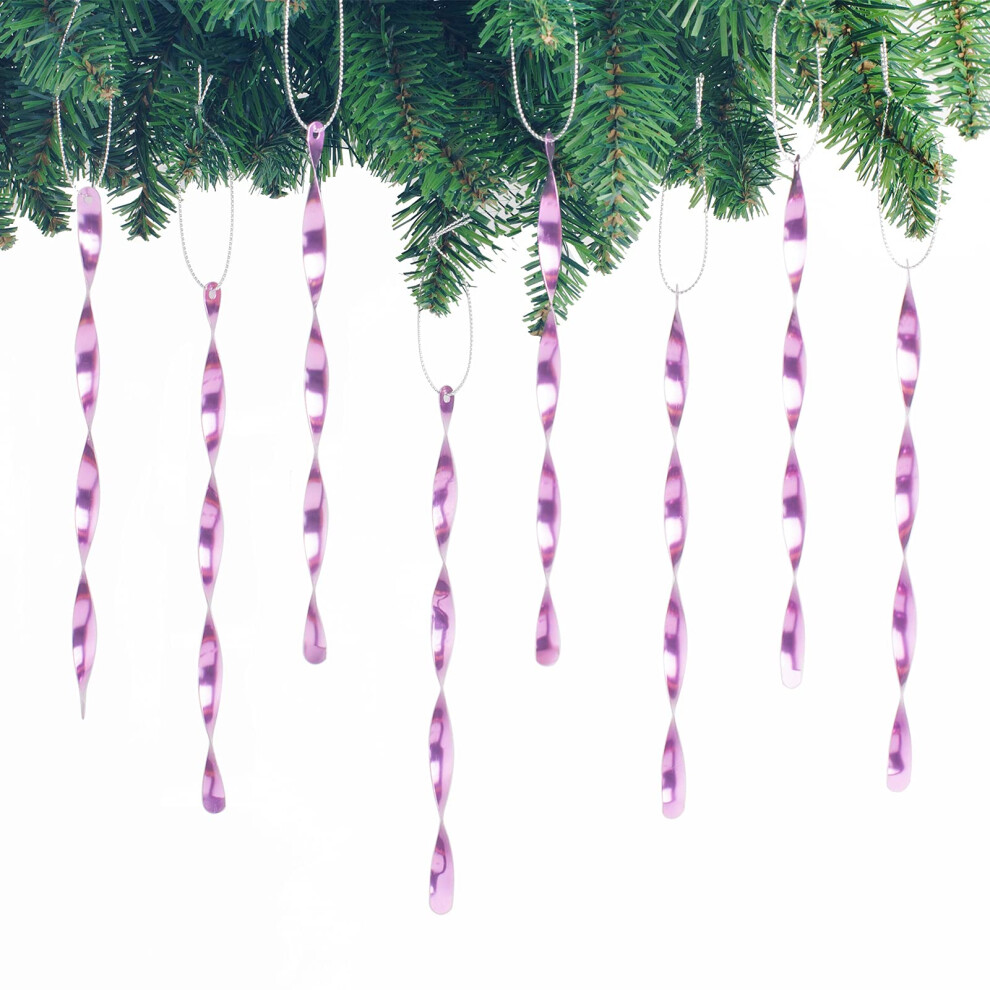AMS Christmas Tree Ornaments 24PCS Aluminum Twisted Icicles Ornament Set for Christmas Tree New Year Party Decorations Supplies(Shiny 7"" Light Purple