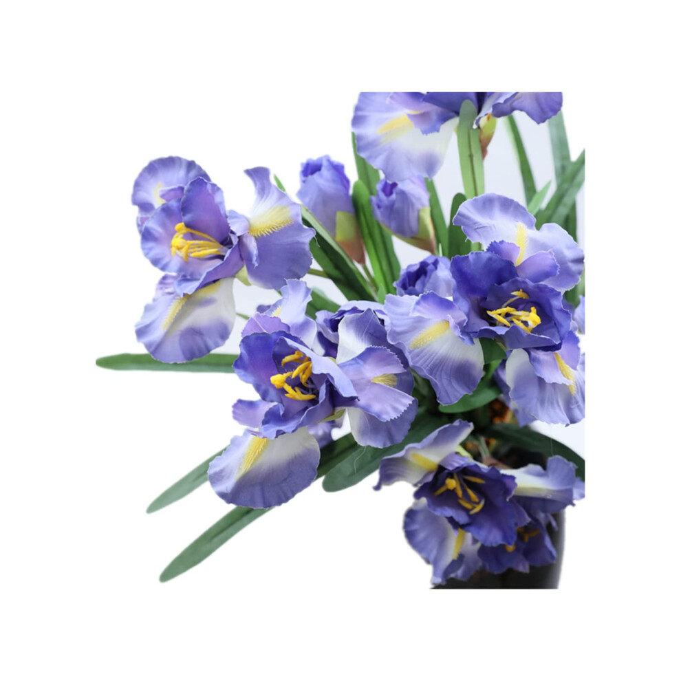 91.4 Cm, 3 Fiori Artificiali In Seta Con Fiori Di Iris, Bouquet Di Fiori Finti Per Feste A Casa E Matrimoni, Centrotavola Per Tavolo Da Pranzo (Blu)-image