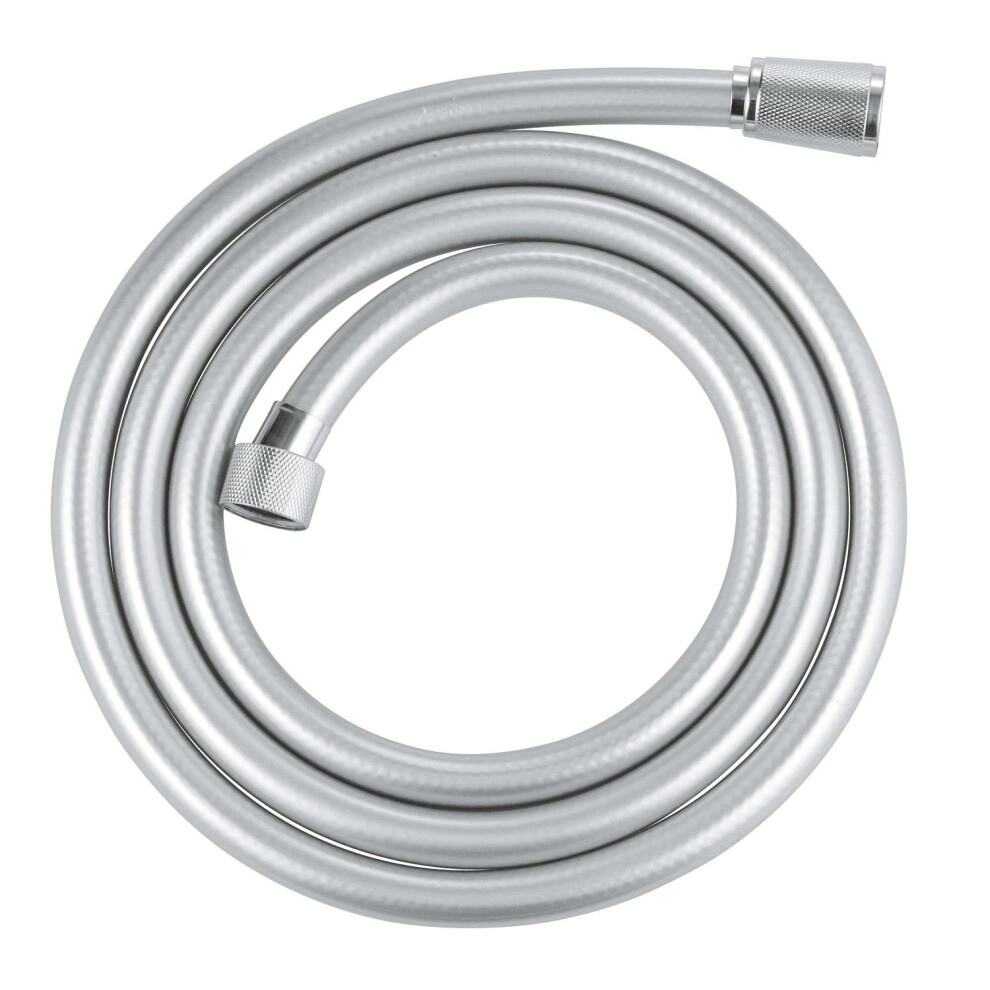 VitalioFlex Silver TwistStop - Smooth Shower Hose 1.75 m, (Tensile Strength 50 kg, Pressure Resistance Up to 5 Bar, Heat Resistance 70C, Universal