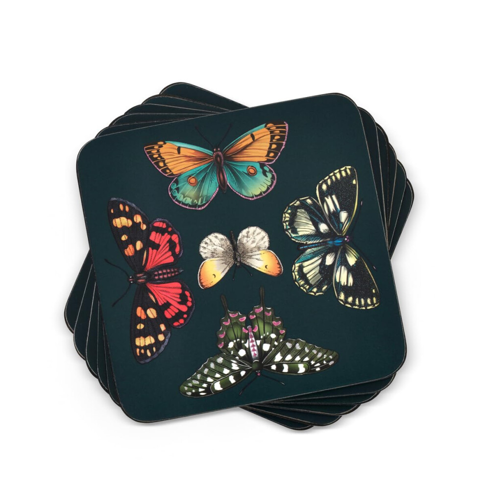 Pimpernel Botanic Garden Harmony Coasters  Set of 6 (4""x4"") - Absorbent Cork-Backed Drink Coasters  Heat & Stain Resistant  Durable Table Protection
