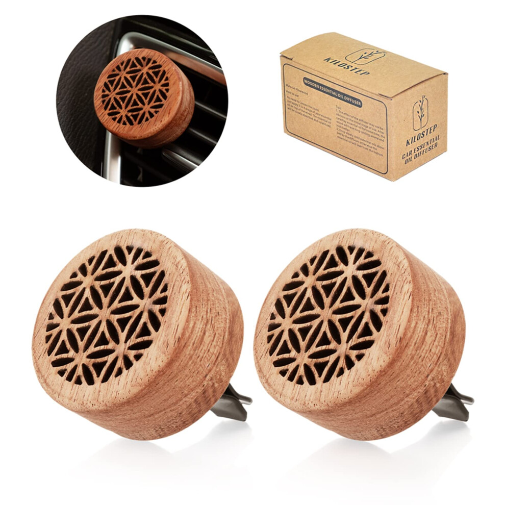 Diffuseur D'huiles Essentielles Pour Voiture, Lot De 2 Diffuseurs D'aromath Rapie En Bois Avec Clip De Ventilation-image