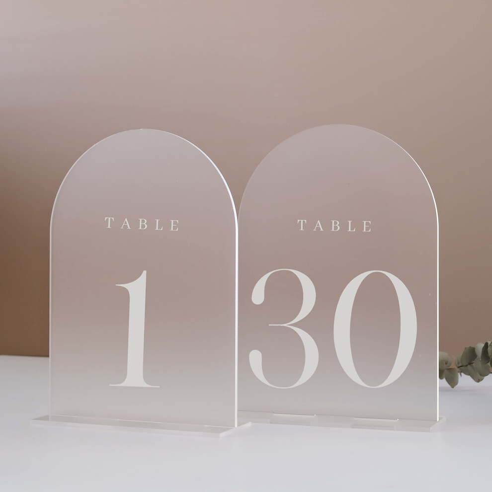 JINMURY Frosted Arch Table Numbers for Wedding  30 Pack 5x7"" Frosted Arch Acrylic Table Signs with Stand Acrylic Table Numbers 1-30  Perfect for Wedd-image-OPC-PH8KMVJ-NEW