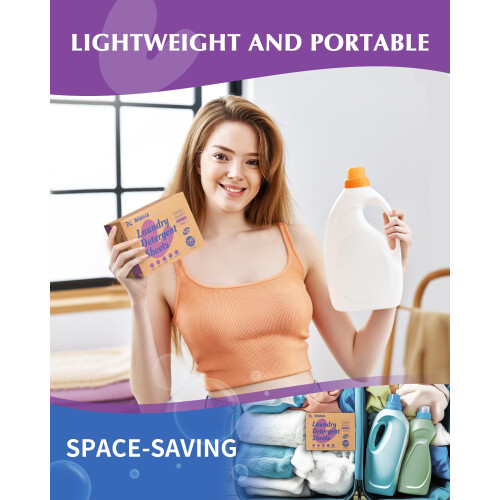 Laundry Detergent Sheets Space-Saving Travel-Deep Cleaning Lavender Eco No Plastic Jug 240 Loads 2