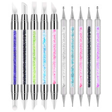 10st nagelkonstgel snidande penna nagelprickverktyg silikon nagelborst set nagelverktyg keramik lera skulpturverktyg akryl nagelprickande penna 2