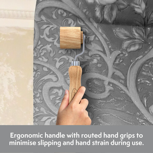 Hardwood Seam Roller (Gray Series) Wallpaper Roller with Beachwood Handle & Roller - Multi-Purpose Tool, Chrome Plating, Roller Width 45mm - for 1