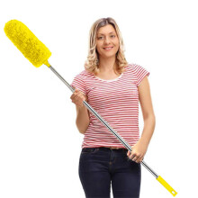 DELUX Microfiber Feather Duster Uitschuifbare spinnenwebstofdoek met 100 inch extra lange stok Buigbare kop en krasbestendige hoed voor het reinigen