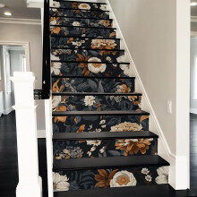 REDAMANCY Vintage Bookshelf Colorful Books Creative Book Cabinet Peel and Stick Vinyl Stair Riser Decals Staircase Tile Stickers Decor Modern Mar