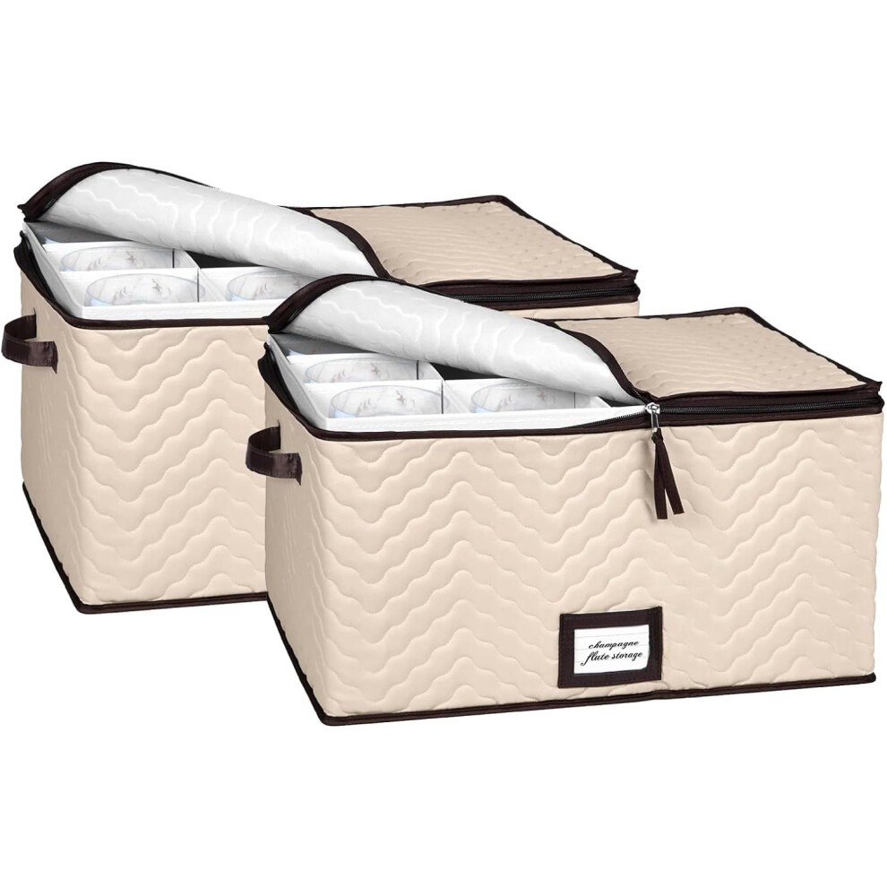 Contenitore Per Bicchieri Da Vino Hold N Storage Con Divisori - Set Da 2 - Ogni Contenitore Contiene 12 Bicchieri Da Vino Di Dimensioni Standard-image