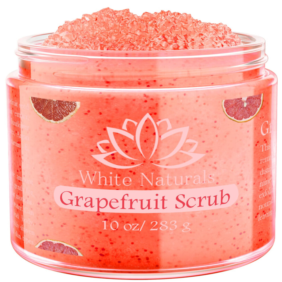 Hvide Naturals White Organic Grapefruit Salt Scrub Moisturize & Soften Skin Pure Natural Skincare Exfoliator Shower Scrub For Exfoliating Dead Sea Cells Body Scrubber &