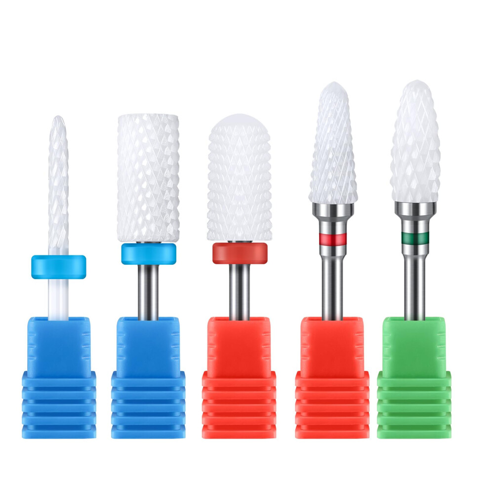 Melodysusie Ceramic Nail Drill Bits Set 3/32'' (2.35Mm) Professional Acrylic Nail File Drill Bit For Manicure Pedicure Cuticle Gel Nail Polishing 5Pc 6956763254966