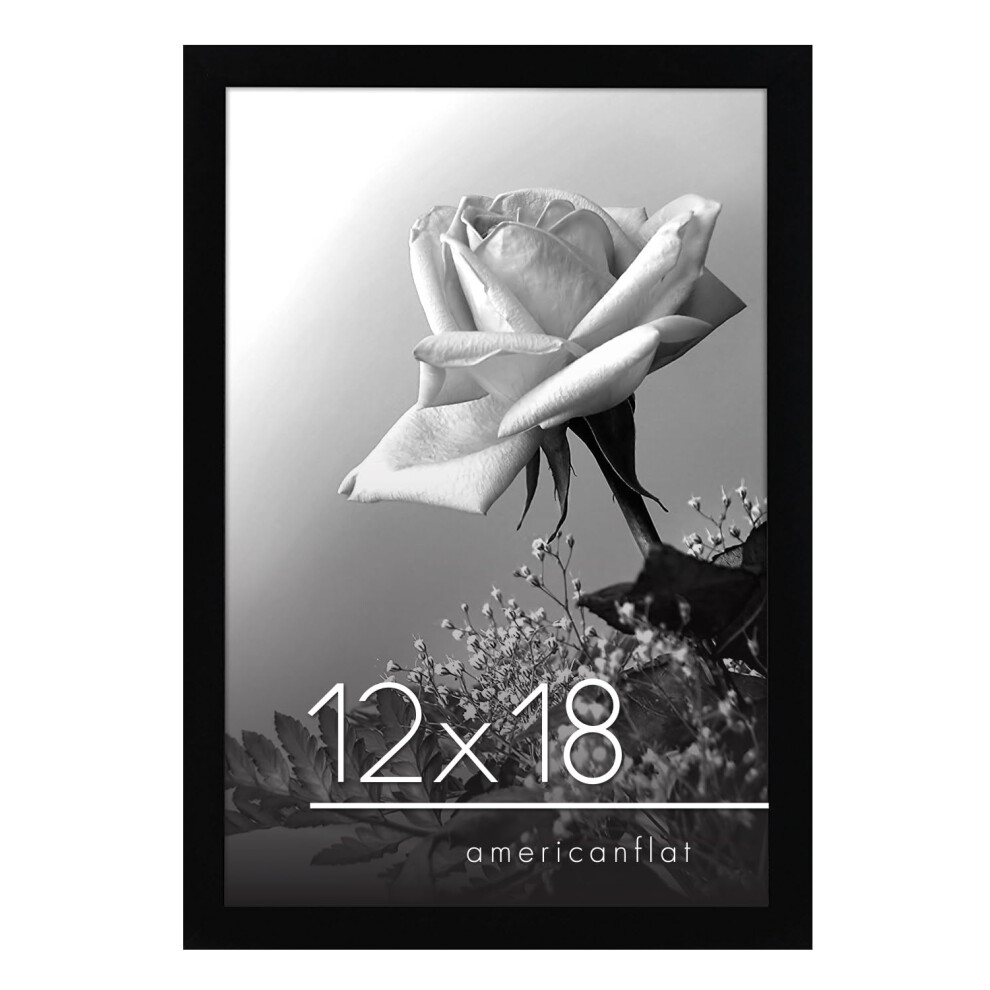 Cornice Per Poster Americanflat 12X18 Con Plexiglass Lucido - Cornice Nera Con Legno Ingegnerizzato - Collezione Epic - Cornice Per Foto Ampia Pe