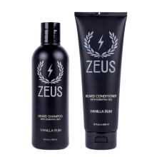 ZEUS Heren baardshampoo en baardconditionerset - VS GEMAAKT - Verzacht hydrateert en hydrateert Voorkomt jeuk en schilfering (Geur: Vanille Rum)