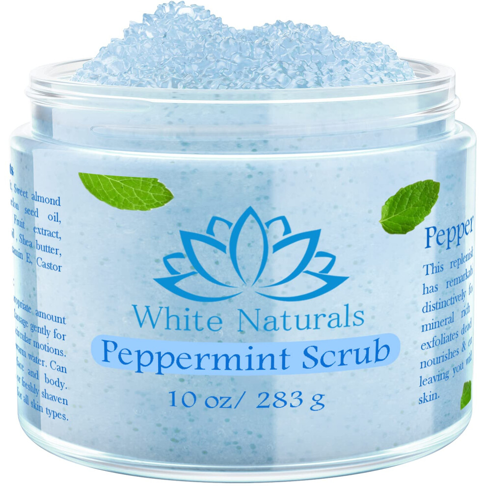 Hvide Naturals White Pure Peppermint Scrub Moisturizing And Exfoliating Face & Body Scrub Organic Exfoliator Scrub Fights Stretch Marks Fine Lines And Wrinkles Natural