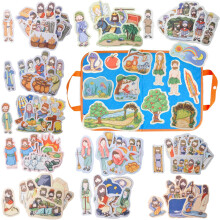 Chefan 12 Pack Felt Board Bible Stories Set Flannel Board Stories med et sammenfoldeligt bord til børnehaveaktiviteter inkluderet Adam & Eva Den