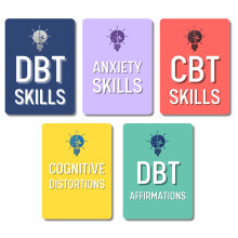 Flashcard DBT - Schede sulle abilit di coping della terapia comportamentale dialettica | Competenze CBT | Abilit di far fronte all'ansia | Dist