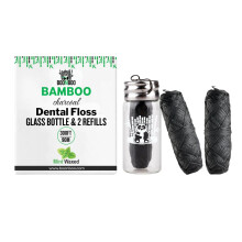 BOONBOO Tandzijde Bamboe Houtskool Geweven Draden Hervulbare Glazen Fles 3 Stuks Mint